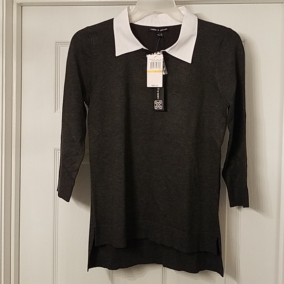 Cable & Gauge Sweaters - Charcoal Gray Collared Sweater